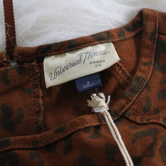 Universal Thread Leopard Print Denim Dress - Brown and Black, NWT - Picture 4 of 8
